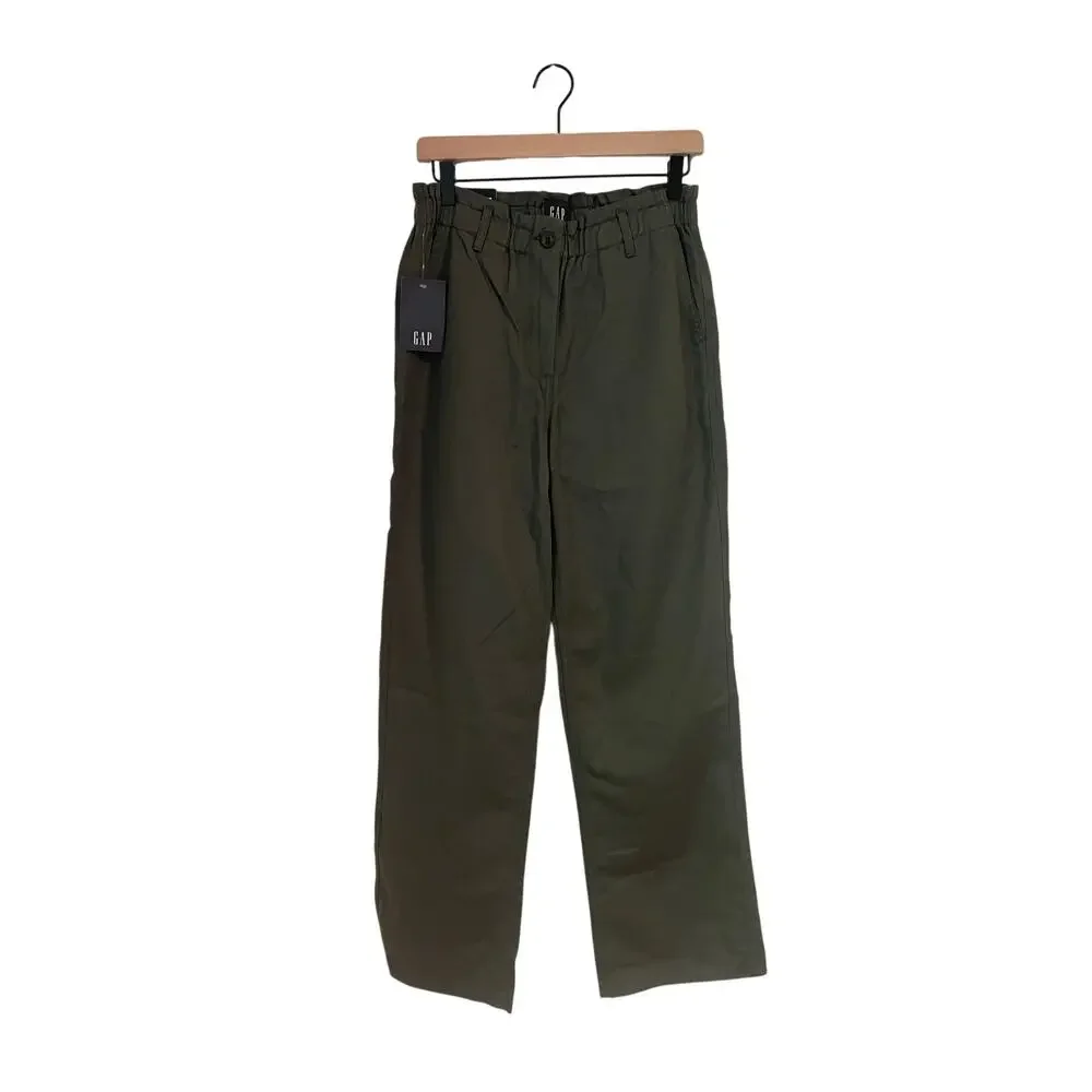 Gap NWT Mid Rise Easy Twill Pants Olive Green Career Minimalist Size Small